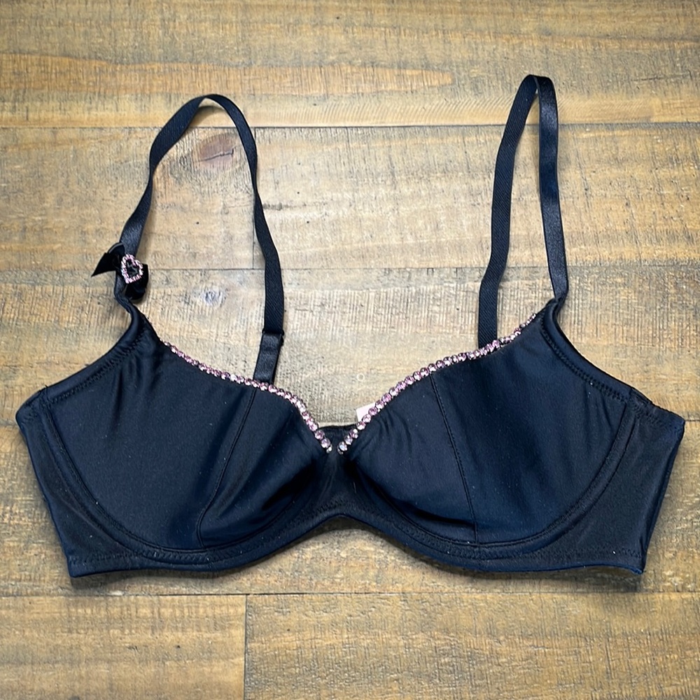 Victoria’s Secret Sexy Little Things Black Bra with Pink Jewels 36C